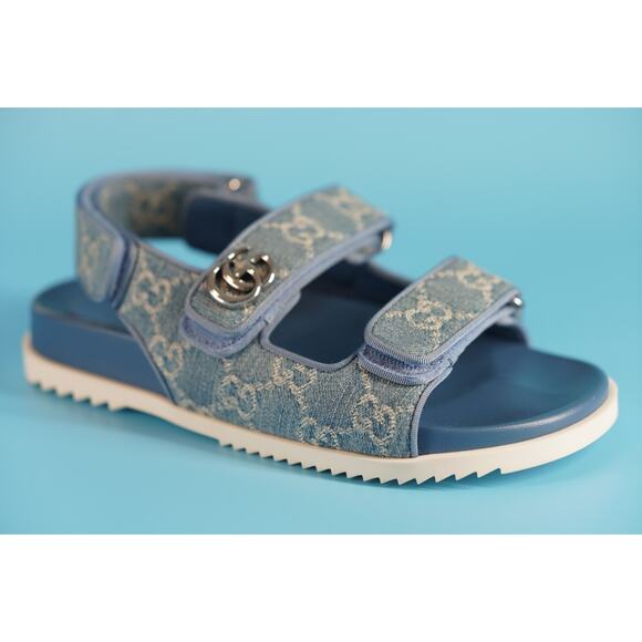 Gucci Moritz GG Open Toe Logo Dad Sandals SZ 36 NIB Denim $720 - Picture 6 of 12